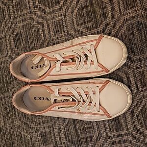 Coach white and pink leather sneakers